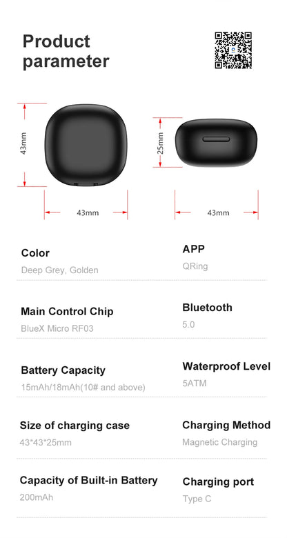 Xiaomi New Smart Ring (Men & Women)
Heart Rate, Blood Oxygen, Sleep Health Monitor, Sport Fitness Tracker 
Android & IOS